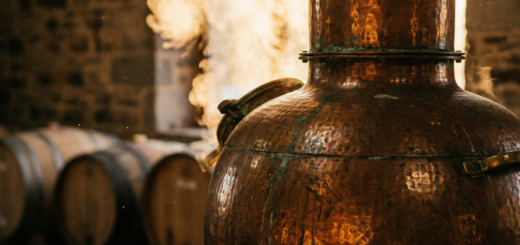 Alambique artesal em produção.